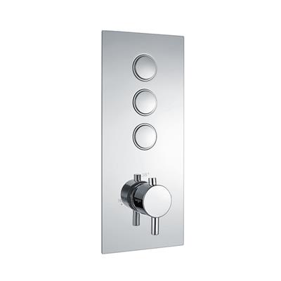 Concealed Thermostatic Shower Valve with Triple Round Push Button - Chrome